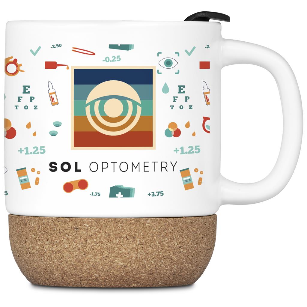 Serendipio Sienna Cork & Ceramic Sublimation Coffee Mug - 340ml Solid White / SW