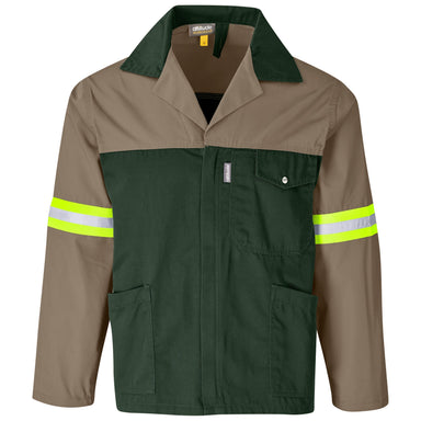 Site Premium Two-Tone Polycotton Jacket - Reflective Arms - Yellow Tape-L-Khaki-KH