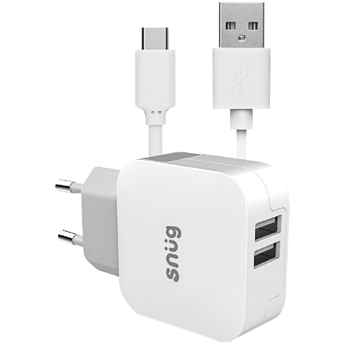 Snug Home Charger With USB Type-C Charge and Sync Cable White / STD / Last Buy - Technology