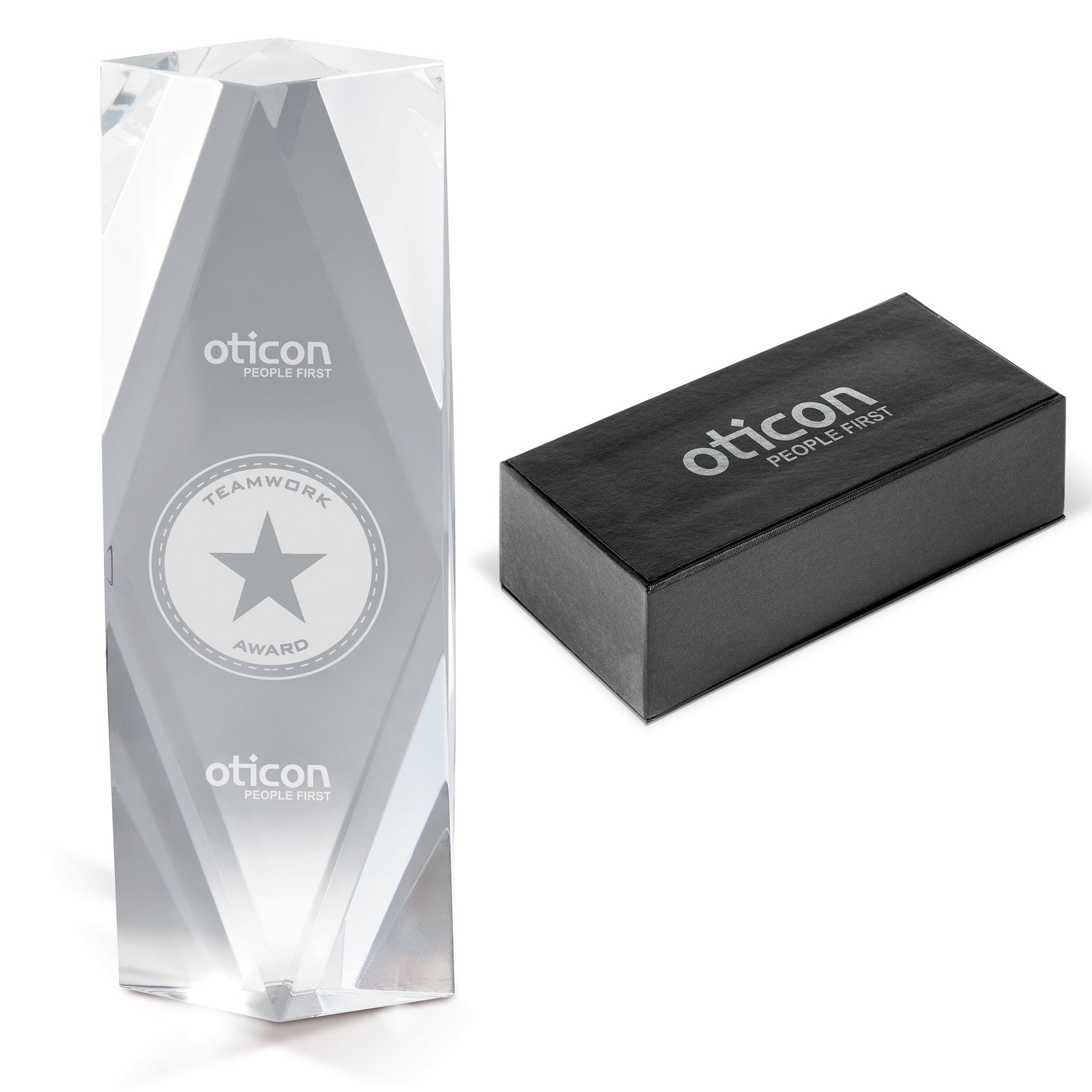 An award with its box beside it