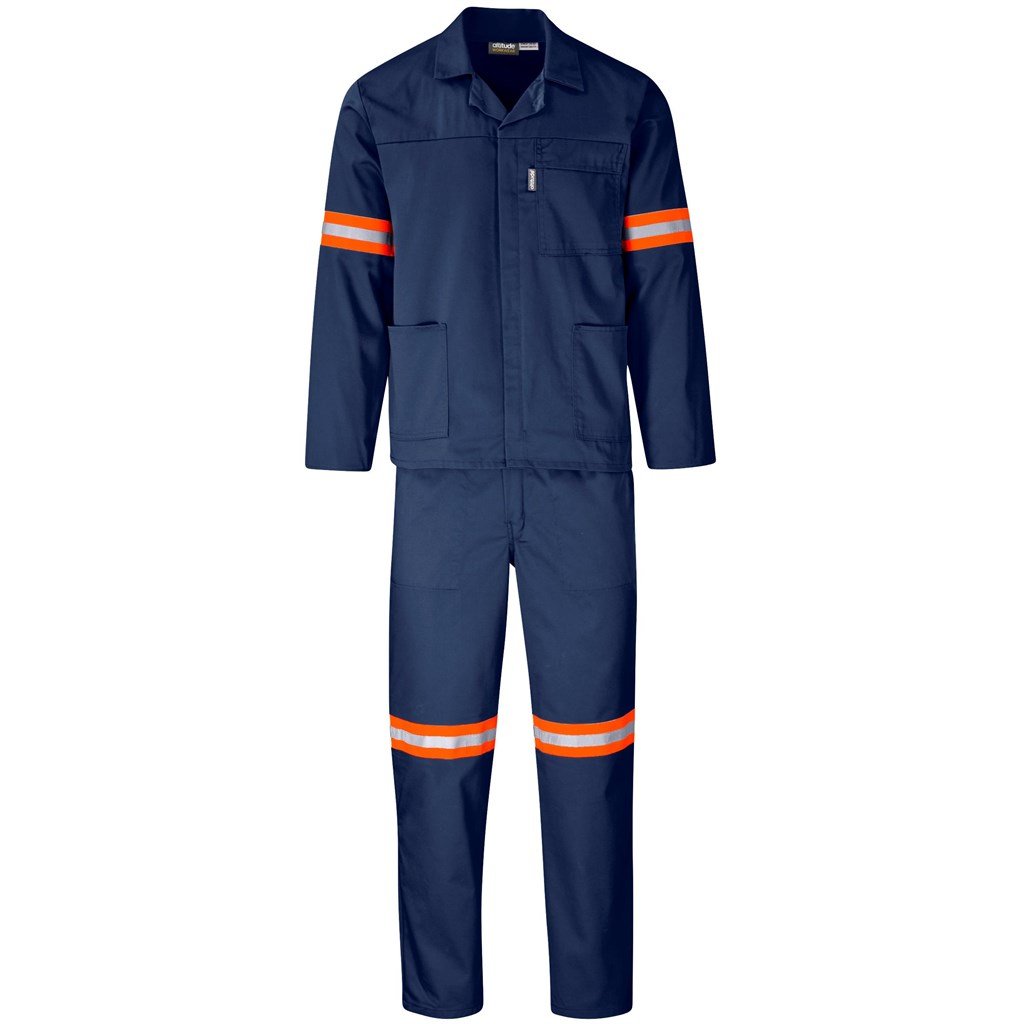Trade Polycotton Conti Suit - Reflective Arms & Legs - Orange Tape 32 / NAVY