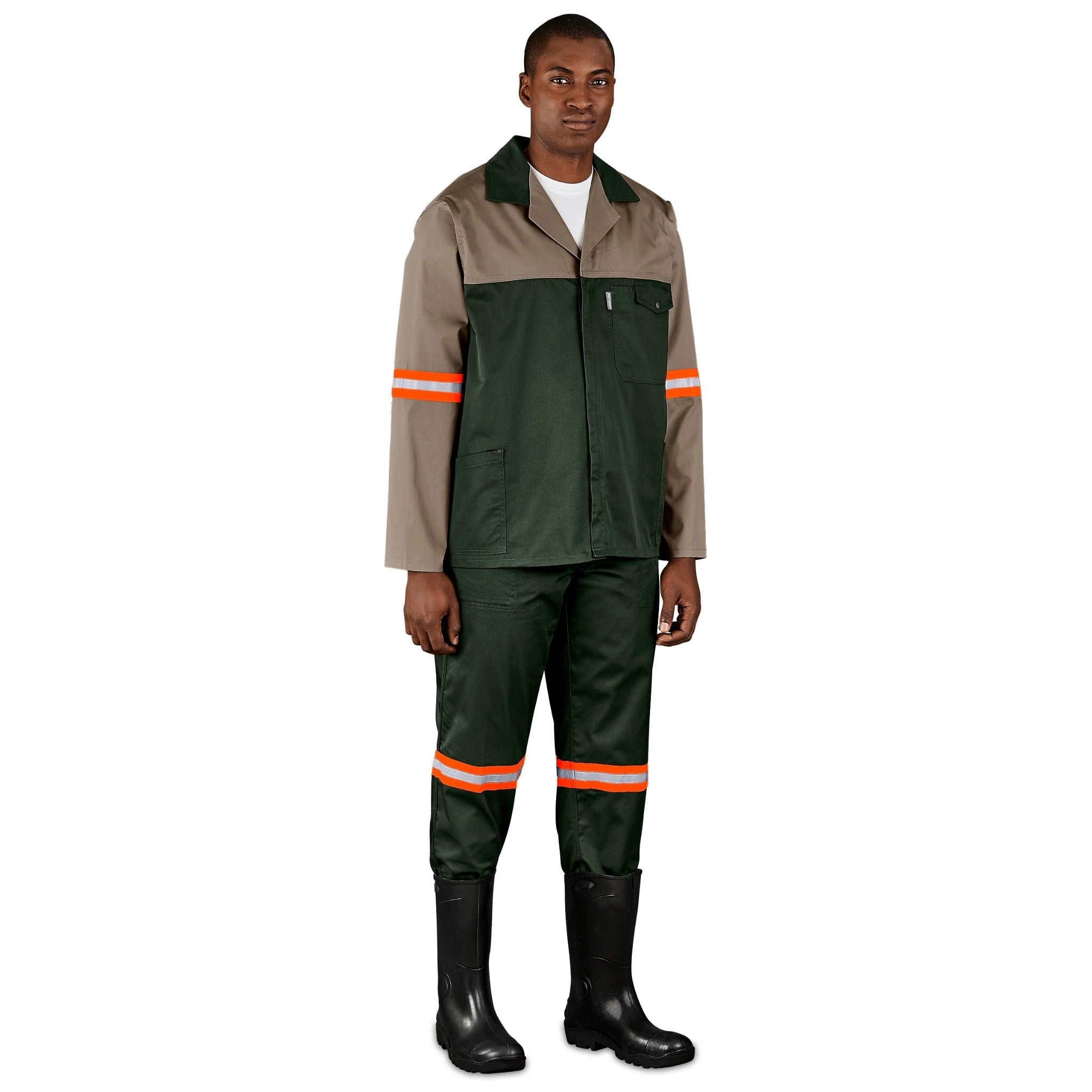 Two-Tone Polycotton Work Jacket - Reflective Arms & Back - 