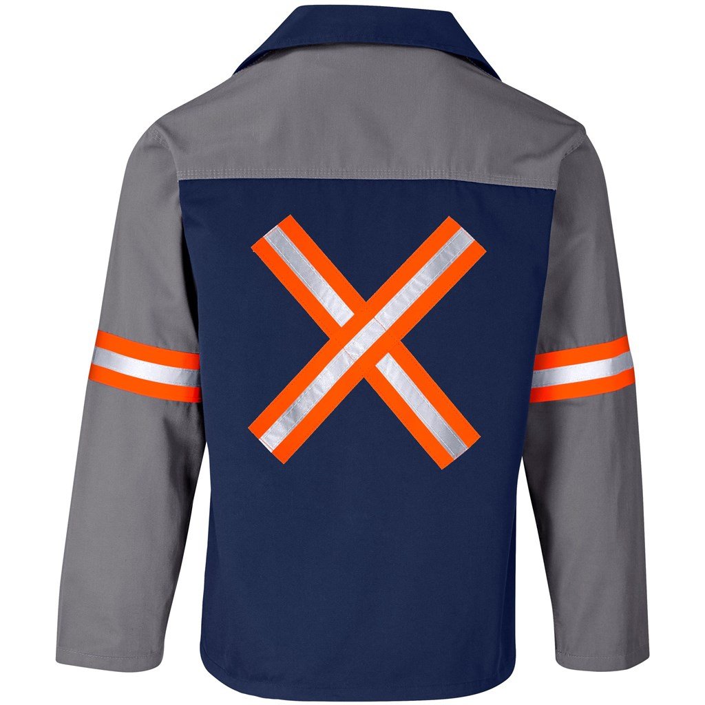 Two-Tone Polycotton Work Jacket - Reflective Arms & Back - Orange Tape