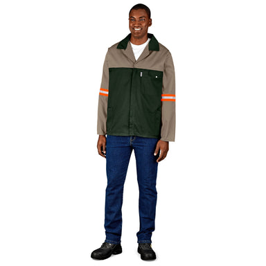 Two-Tone Polycotton Work Jacket - Reflective Arms & Back - 