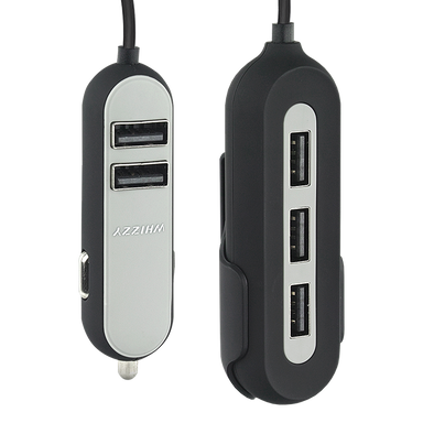 Whizzy 5 Port USB Car Charger Black / STD / Last Buy - Technology