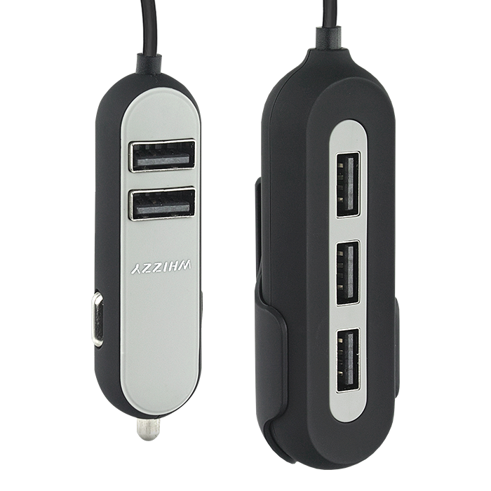 Whizzy 5 Port USB Car Charger Black / STD / Last Buy - Technology
