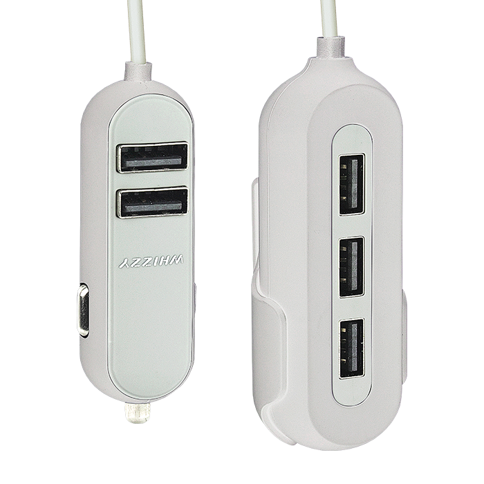 Whizzy 5 Port USB Car Charger White / STD / Last Buy - Technology