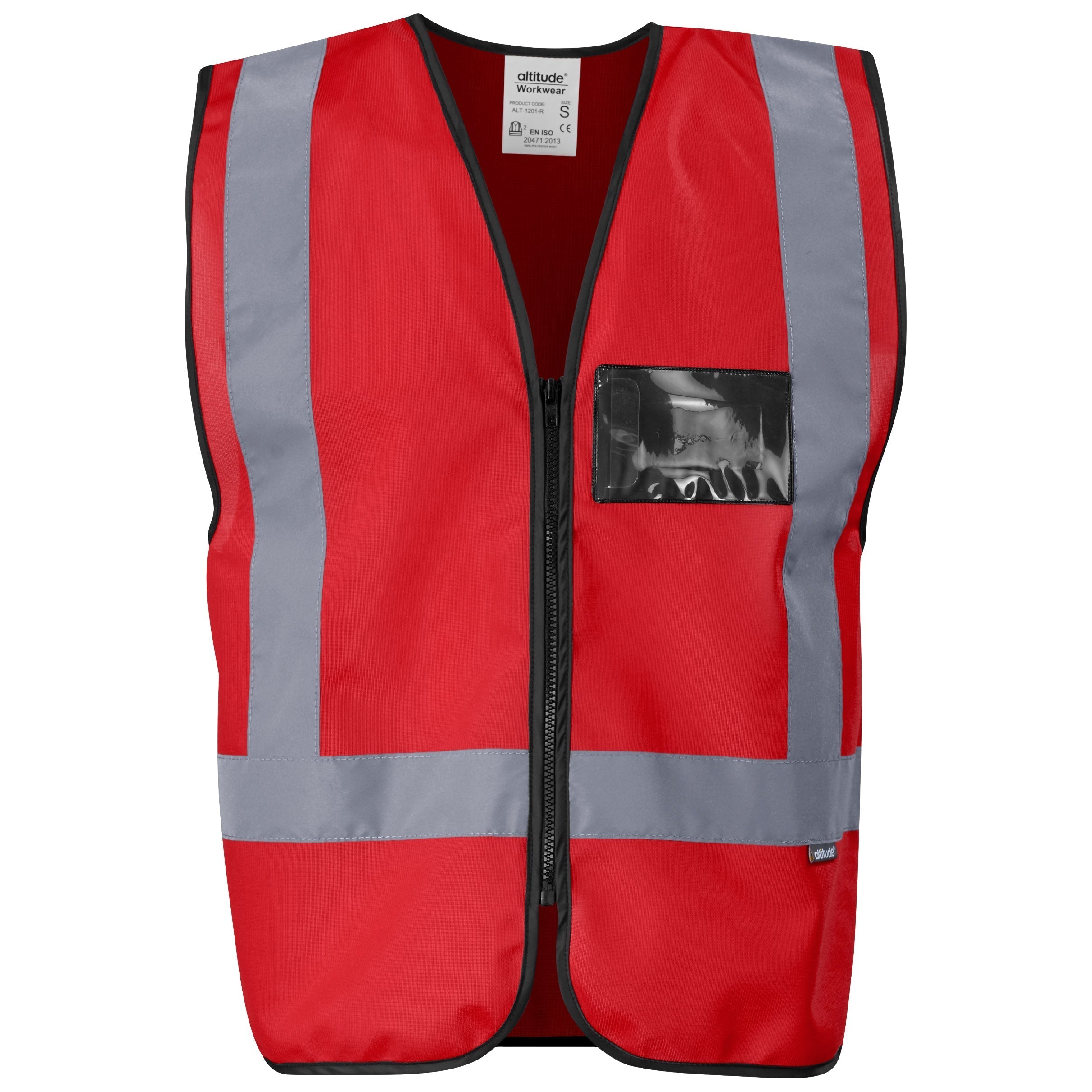 Direction En4 Hi-Viz Reflective Full Zip Vest-5XL-Red-R