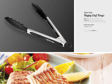 Happy Chef Kitchen Tongs-Black-BL