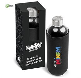 Kooshty Jumbo Glass Water Bottle - 1 Litre-Water Bottles-Black-BL