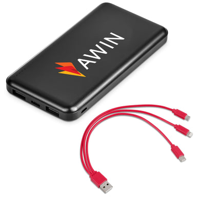 Kingpin Black Compact 5000mAh Power Bank Set Red / R