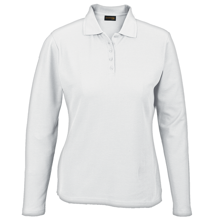 Ladies 175g Pique Knit Long Sleeve Golfer  White 