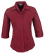 Ladies 3/4 Sleeve Manhattan Striped Shirt - Red Only-Shirts & Tops-L-Red-R