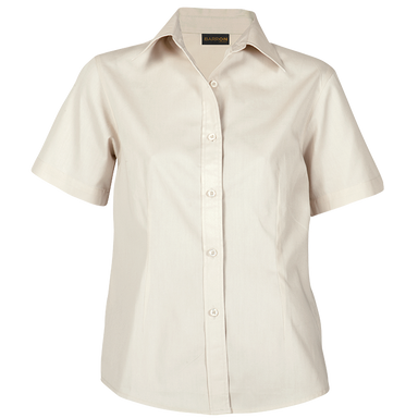 Ladies Brushed Cotton Twill Blouse Short Sleeve  