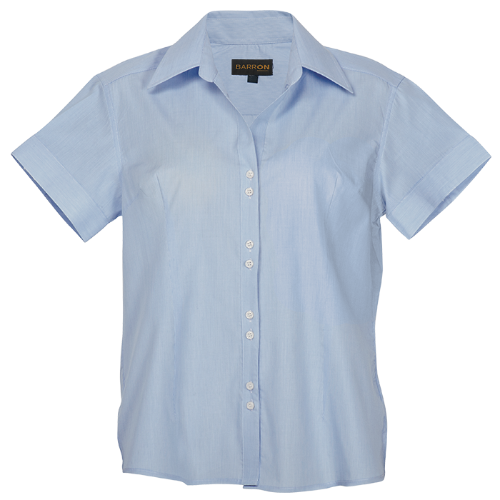 Ladies Century Blouse Short Sleeve  Sky/White / SML 