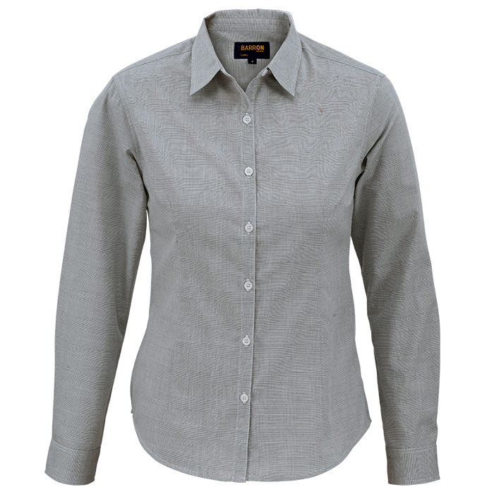 Ladies Clifton Check Blouse Long Sleeve Grey / SML / Last Buy - Shirts-Corporate