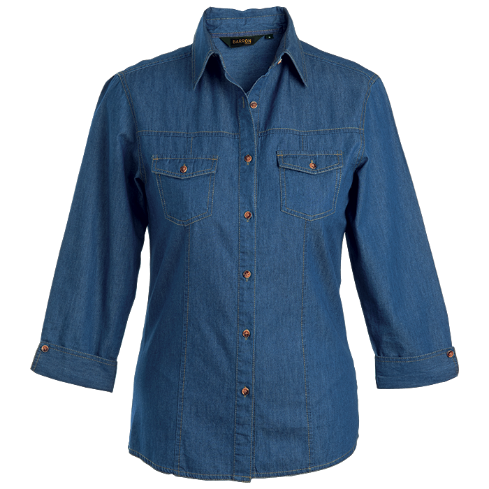 Ladies Denver Denim Blouse Dark / SML / Regular - Shirts-Corporate