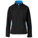 Ladies Geneva Softshell Jacket-L-Black With Cyan-BLC