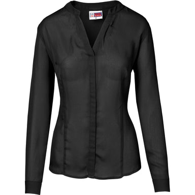 Ladies Long Sleeve Ava Blouse-L-Black-BL