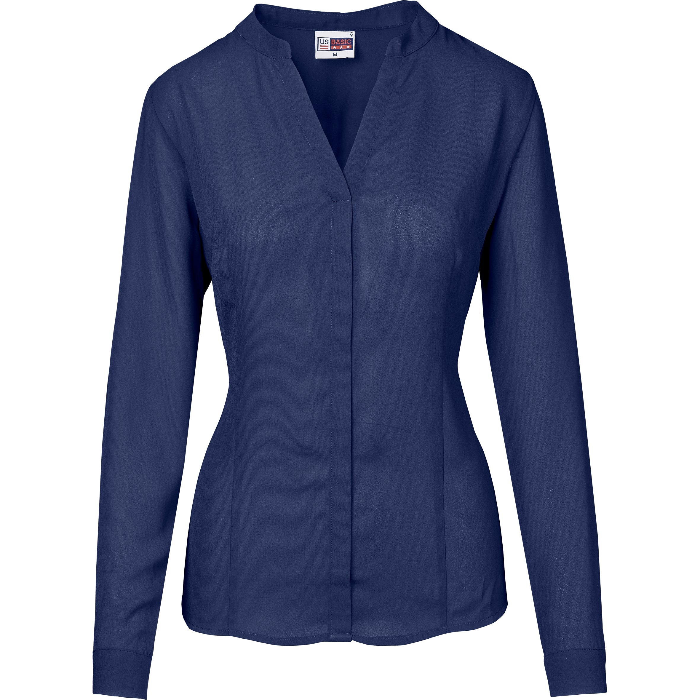 Ladies Long Sleeve Ava Blouse-L-Navy-N