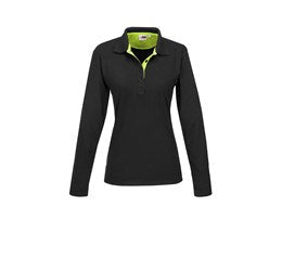 Ladies Long Sleeve Solo Golf Shirt - Orange Only-