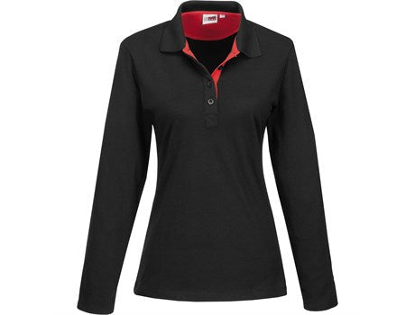 Ladies Long Sleeve Solo Golf Shirt - Orange Only-