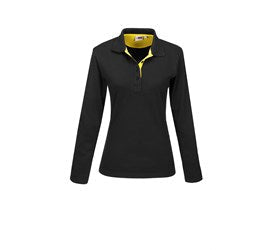 Ladies Long Sleeve Solo Golf Shirt - Orange Only-