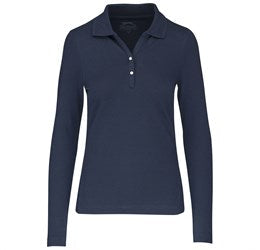 Ladies Long Sleeve Zenith Golf Shirt - White Only-L-Navy-N