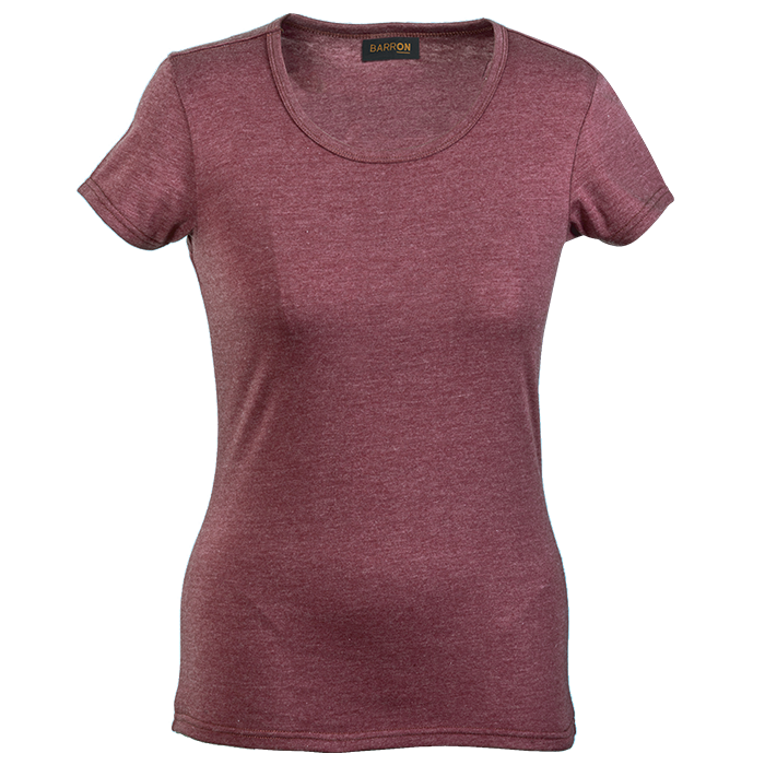 Ladies Melange Crew Neck T-Shirt  Maroon / XS / 