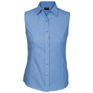 Ladies Oxford Blouse Sleeveless  Sky Blue / SML / 