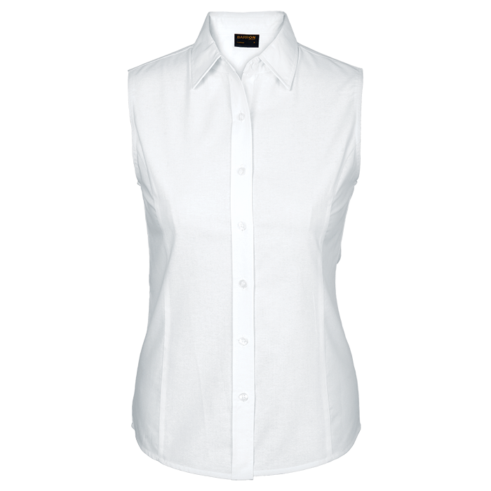 Ladies Oxford Blouse Sleeveless White / SML / Last Buy - Shirts-Corporate