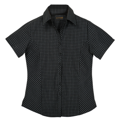 Ladies Pioneer Check Blouse Short Sleeve  Black / XS 