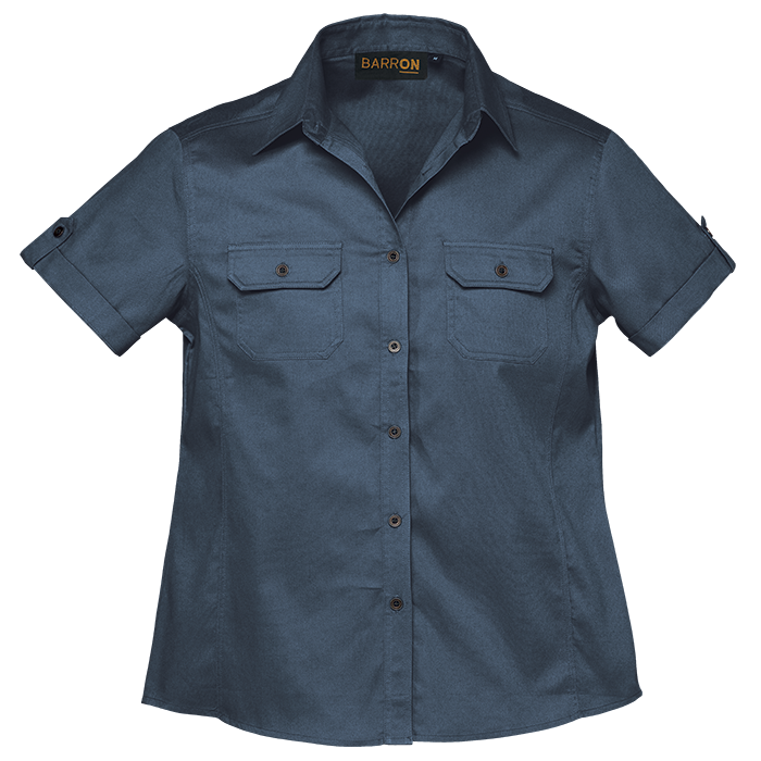 Ladies Plain Bush Shirt Airforce Blue / SML / Regular - 