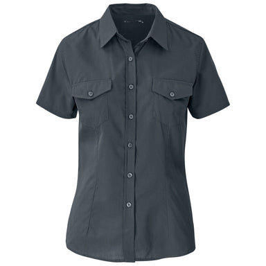 Ladies Short Sleeve Kensington Shirt-L-Grey-GY