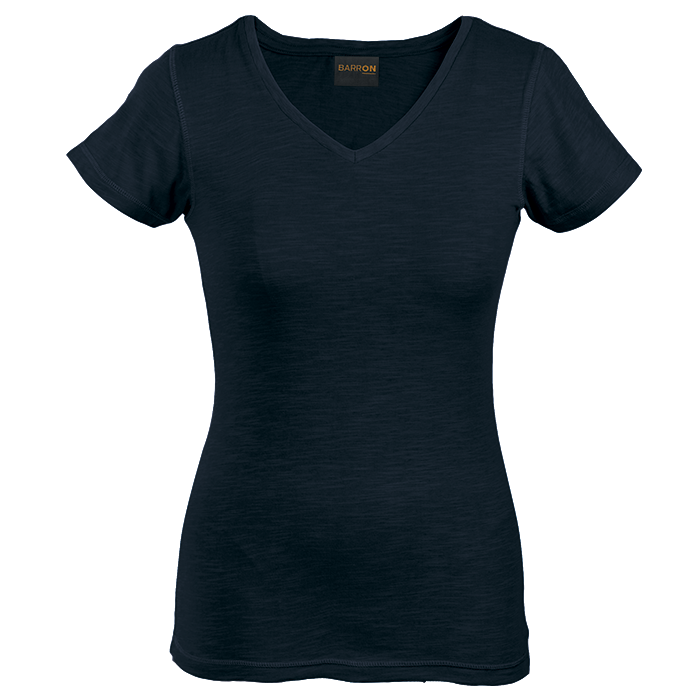 Ladies Slub V Neck T-Shirt  Black / XS / Last Buy 