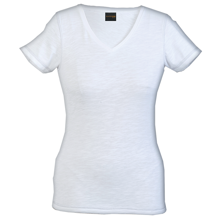 Ladies Slub V Neck T-Shirt  White / XS / Last Buy 