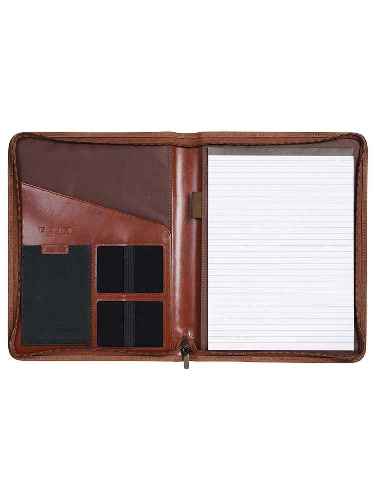 A4 Leather Zip Around Folder | Brown-