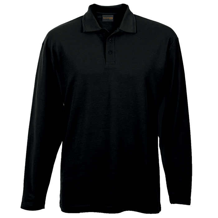 Mens 175g Pique Knit Long Sleeve Golfer  Black / 