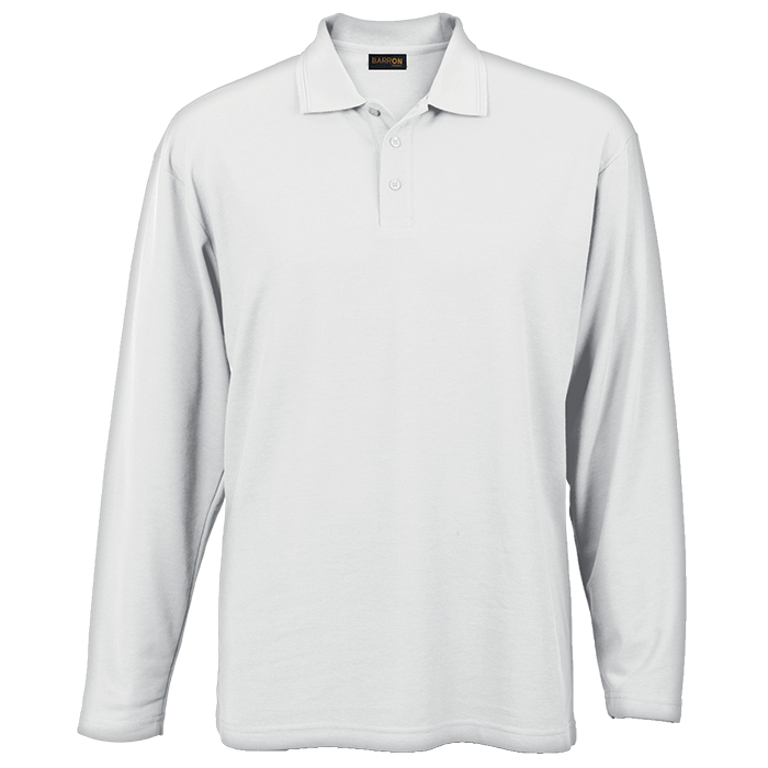 Mens 175g Pique Knit Long Sleeve Golfer White / SML / Regular - Golf Shirts