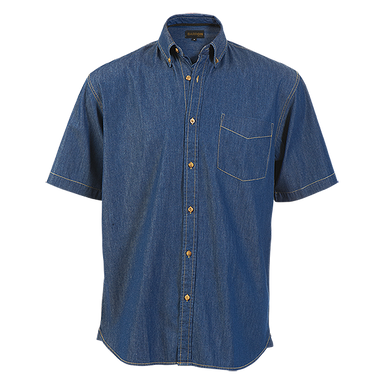 Mens Denver Denim Shirt Short Sleeve - Shirts-Corporate