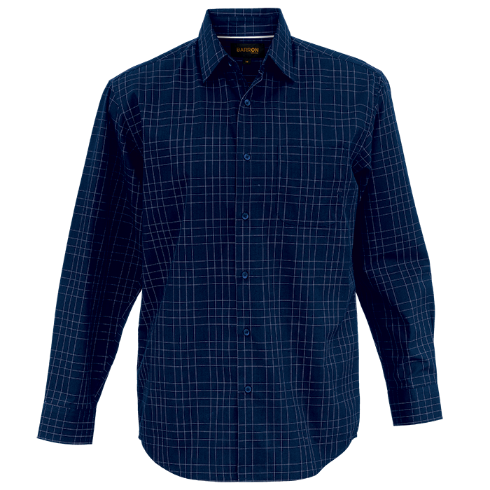 Mens Hamilton Check Lounge Long Sleeve Navy / SML / Last Buy - Shirts-Corporate