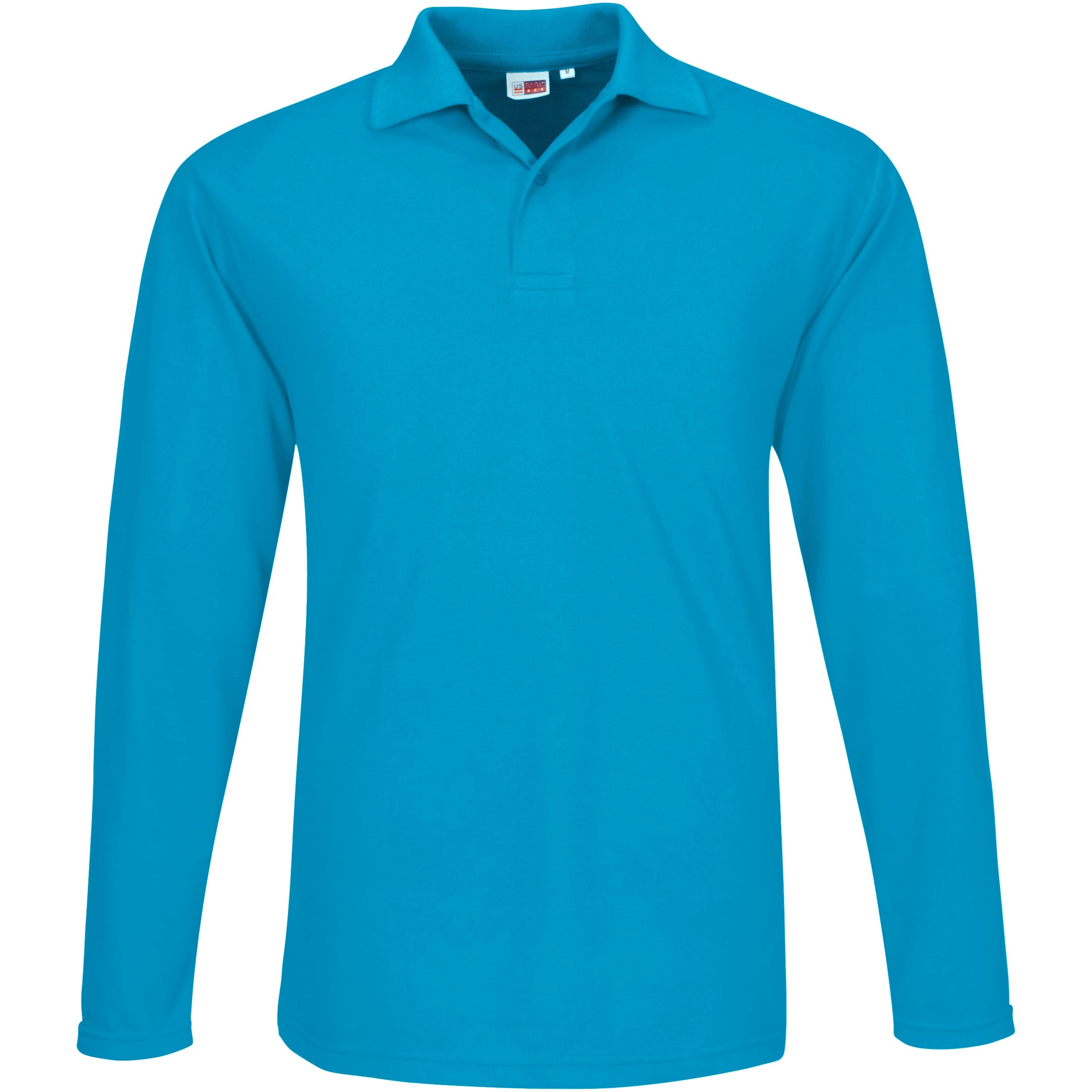 Mens Long Sleeve Elemental Golf Shirt-2XL-Aqua-AQ