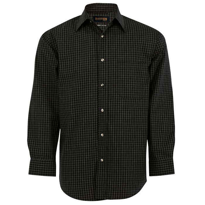 Mens Pioneer Check Lounge Long Sleeve Black / SML / Last Buy - Shirts-Corporate