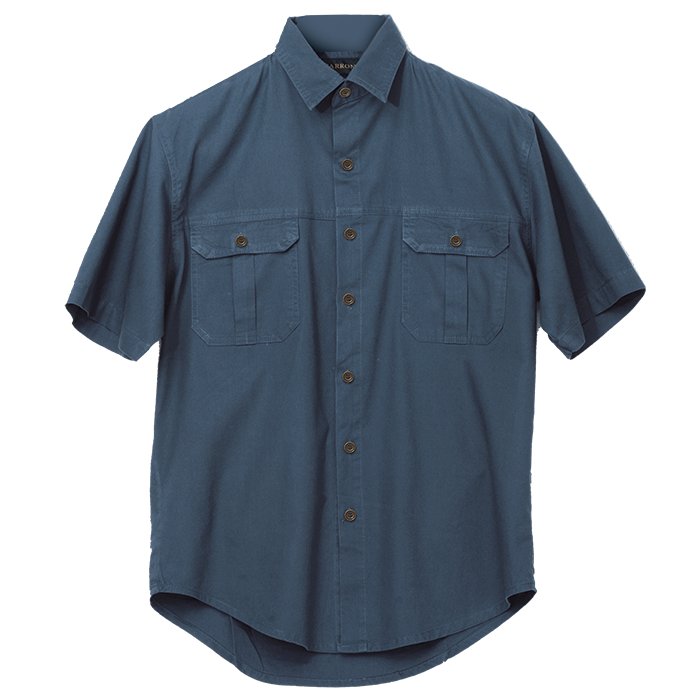 Mens Plain Bush Shirt Airforce Blue / 2XL / Regular - 