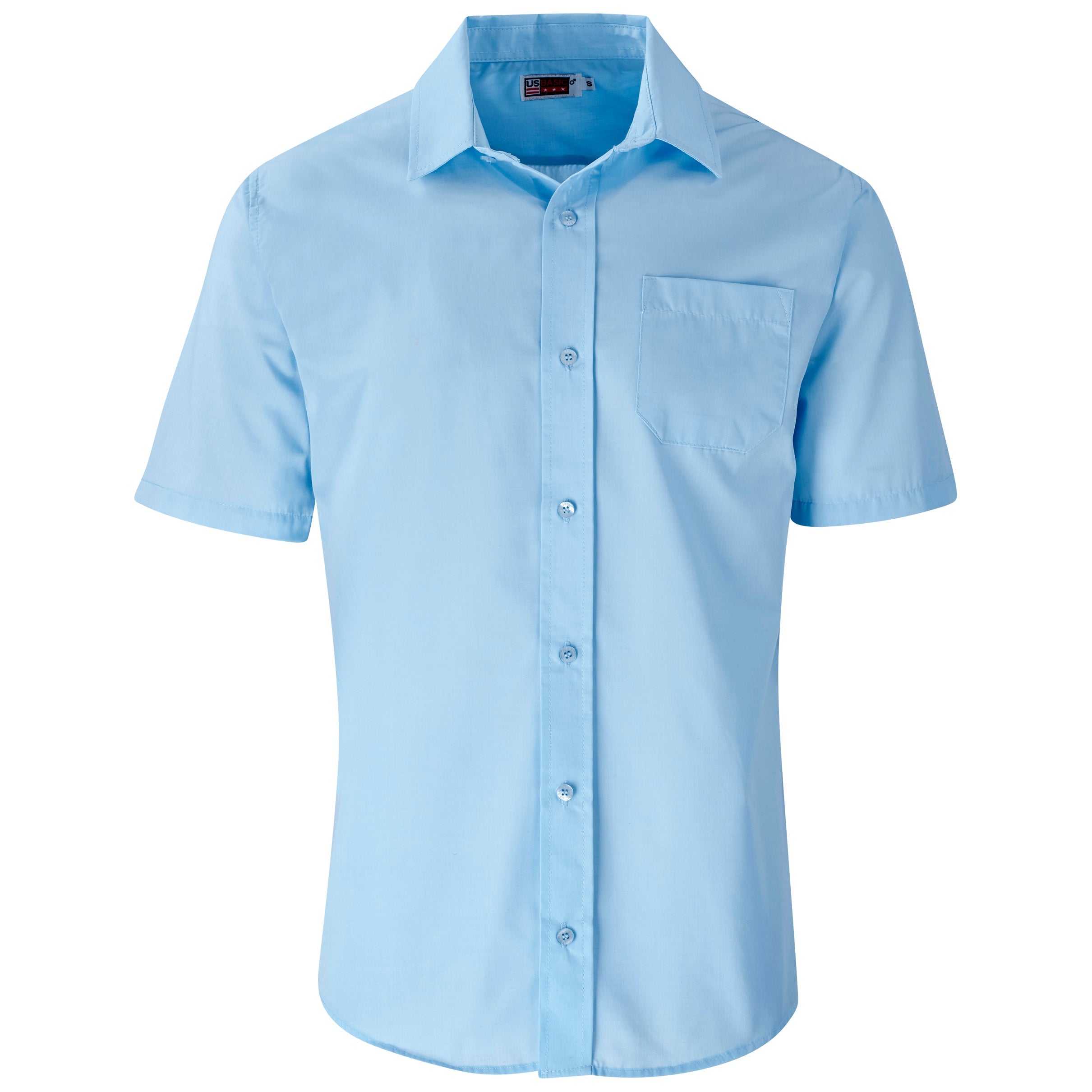 Mens Short Sleeve Kensington Shirt - Red Only-2XL-Light Blue-LB