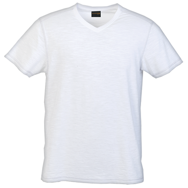 Mens Slub V Neck T-Shirt  White / XS / Last Buy - 