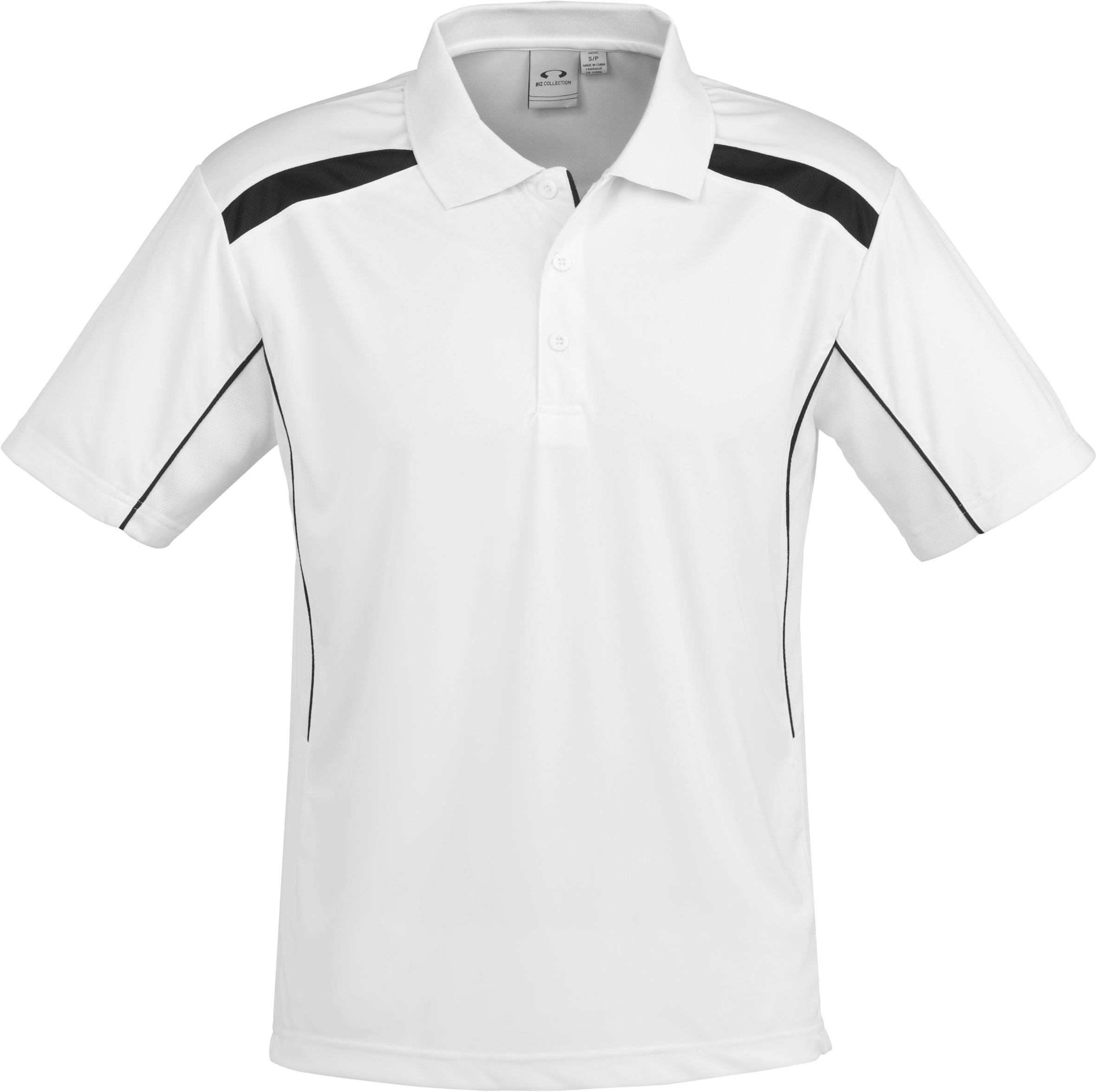 Mens United Golf Shirt - Red Only-L-White With Black-WBL