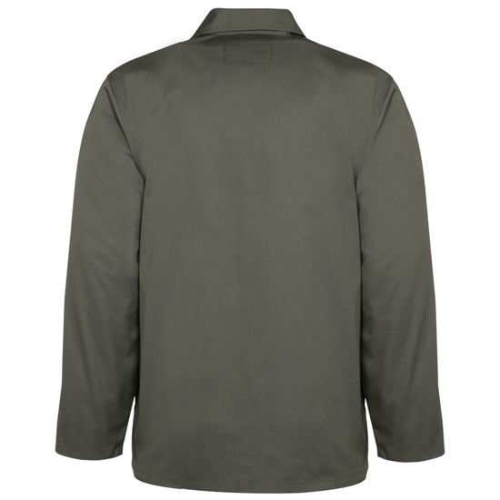 Olive coloured polycotton work jacket front view