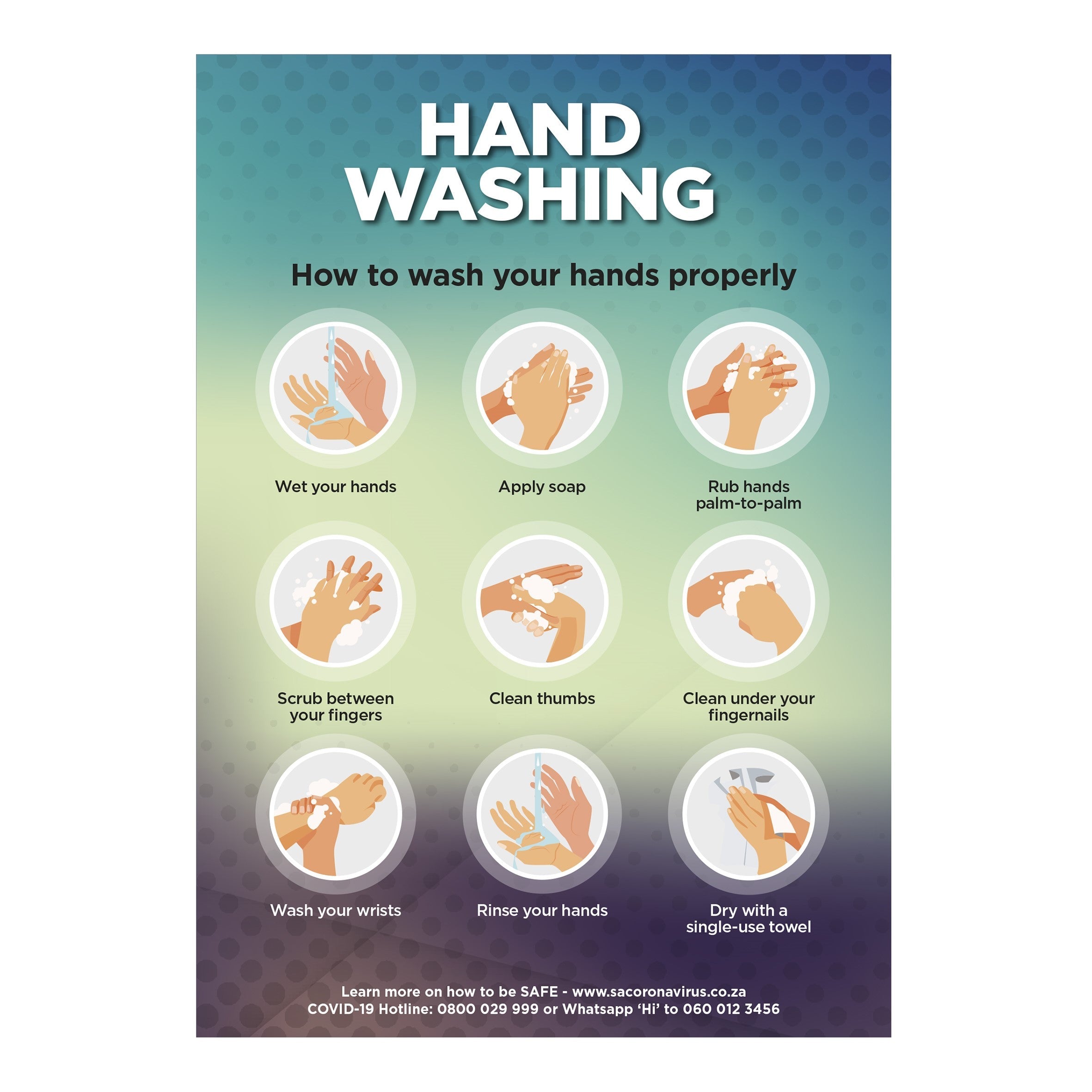 Saturn A1 Hand Wash Poster (Set of 3)-Turquoise-TQ