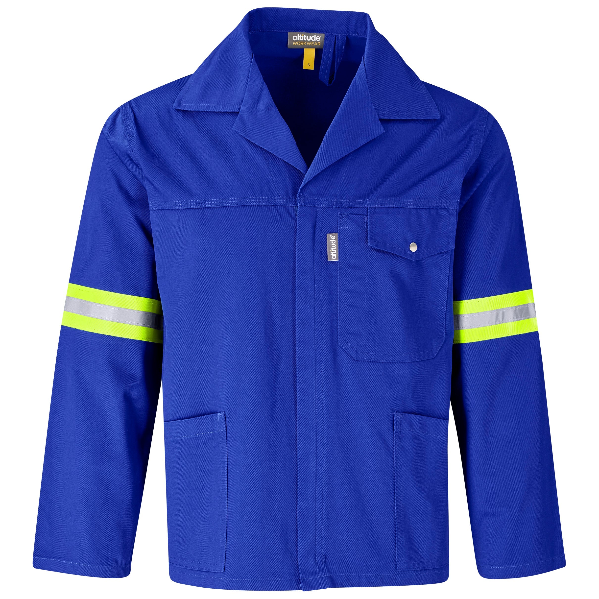 Site Premium Polycotton Jacket - Reflective Arms & Back - Yellow Tape-3XL-Royal Blue-RB